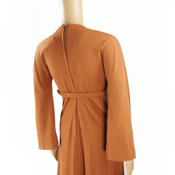 Elegant Burnt Orange Long Sleeve Dress - Picture 4 of 5